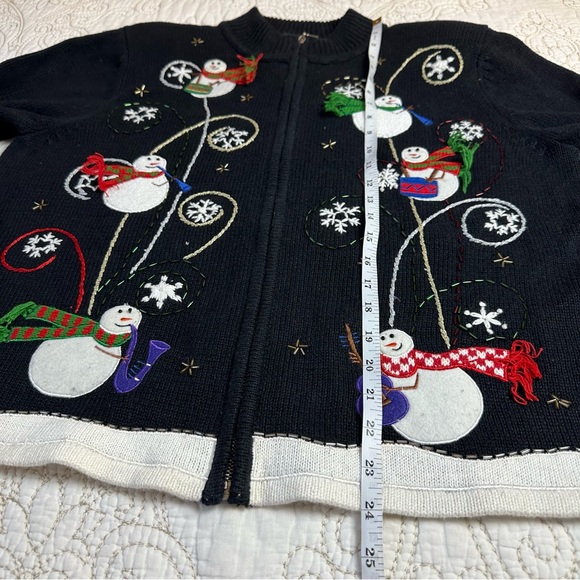 Vintage snowman ramie & cotton Christmas sweater sz L - Picture 5 of 8
